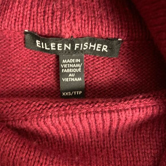 Eileen Fisher Oxblood Oversized Cotton Cashmere Cowel Neck Sweater - Size XXS - Picture 5 of 8